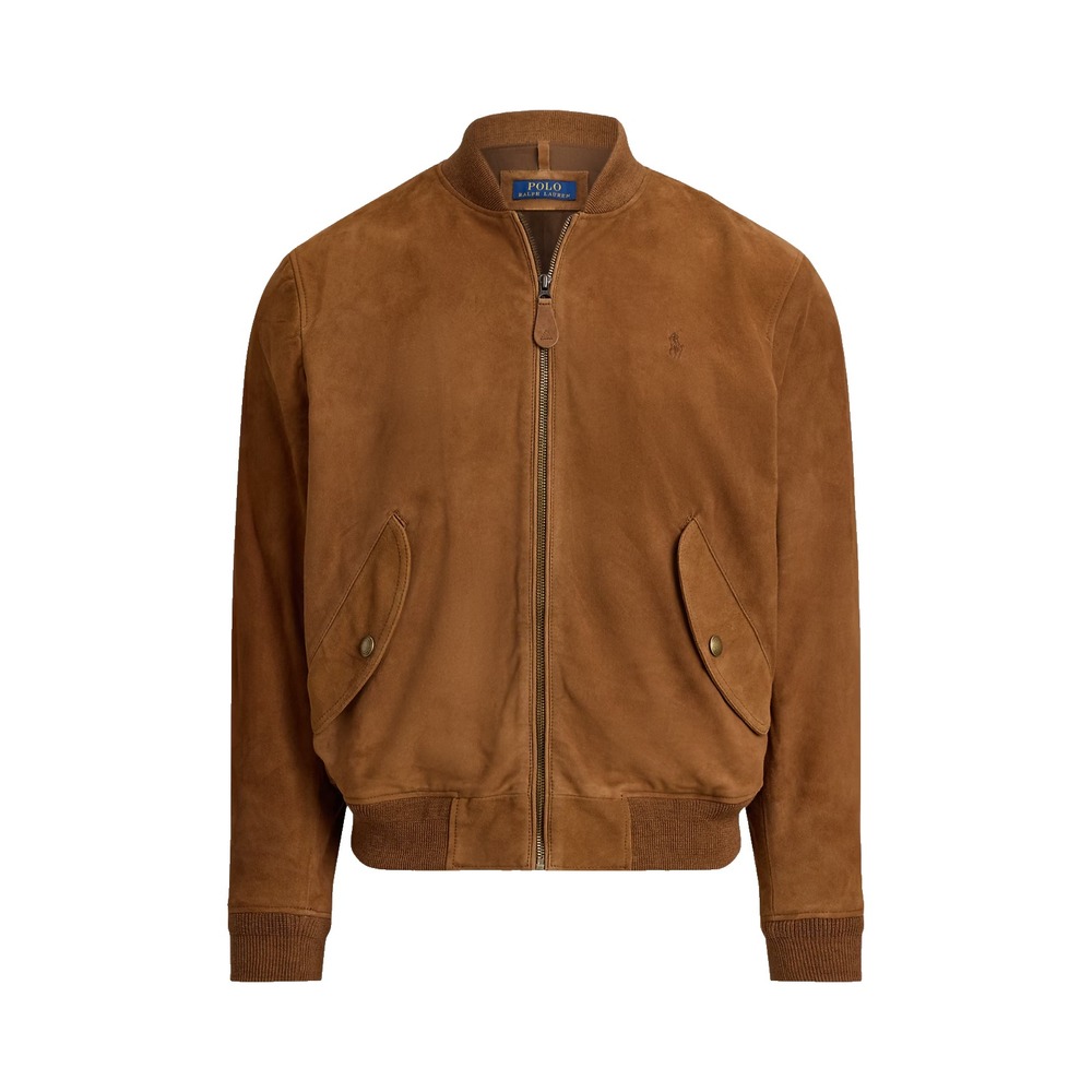 Polo Ralph Lauren Suede Flight Jacket Mens S Brown Full Zip Classic Bomber